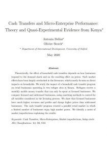 Cash Transfers and Micro-Enterprise Performance: Theory and Quasi-Experimental Evidence from Kenya Cover Image